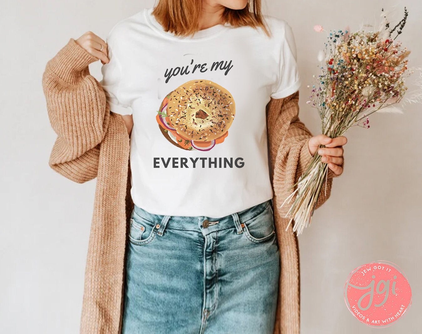 Everything Bagel shirt, Jewish shirt, woman shirt, t-shirt women trendy, bagel, art, Cotton shirt, gift for her, gift for him, jewish