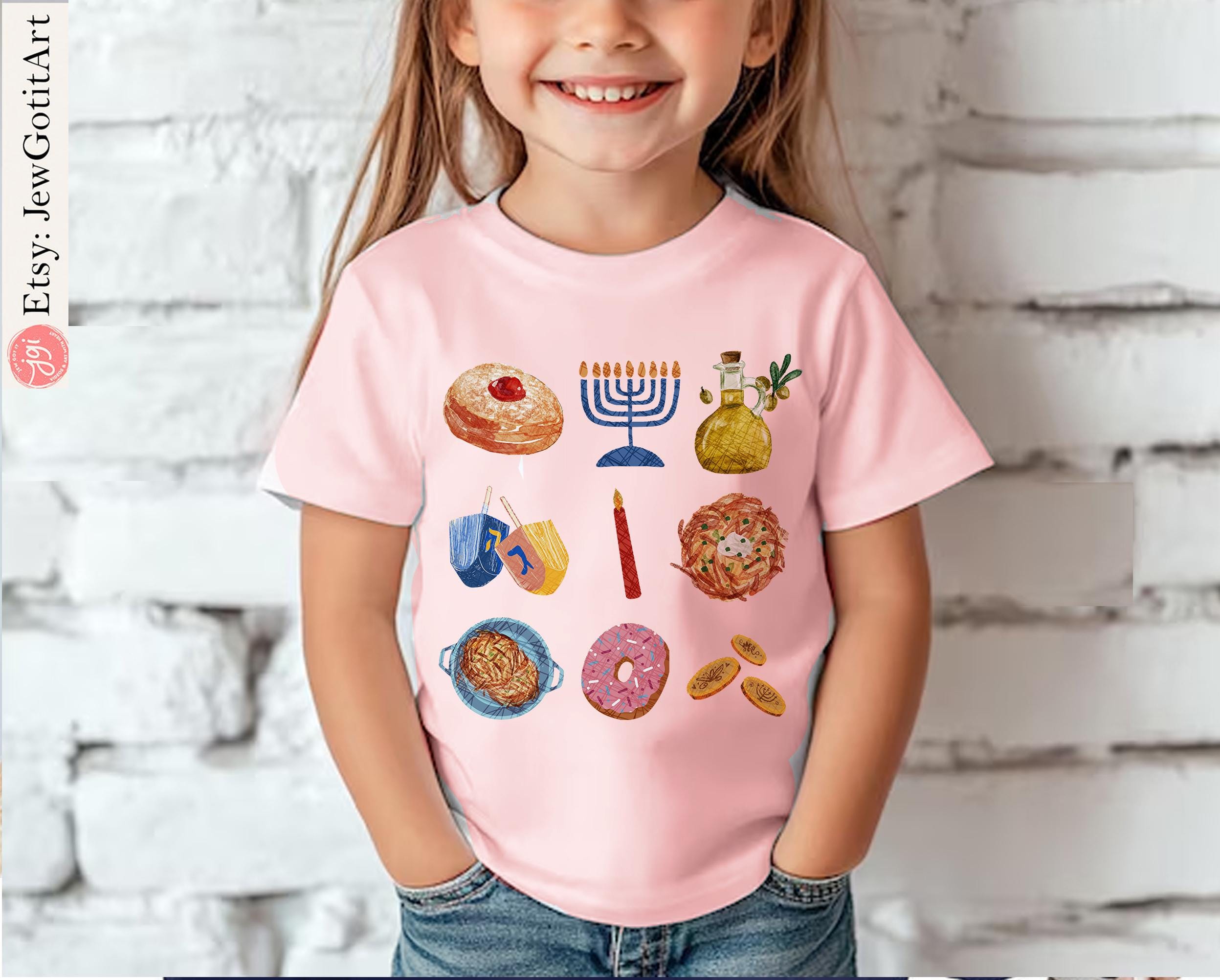 Hanukkah Tshirt unisex Latke Menorah Donut Shirt woman, man shirt, jewish gift, Israel, Design Jewish Shirt Chanukah Israeli Artist Holiday