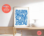 Shalom Peace Wall Art Poster Print Israel Jewish Israel art Jewish gift Hand drawn art Israel poster, prints dove Am Yisrael Chai gifts arts