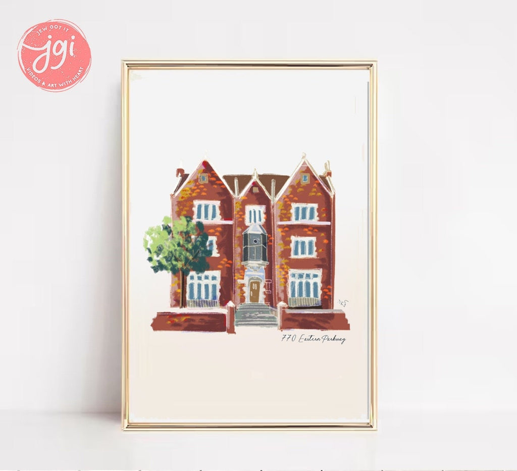 770 Eastern Parkway, Chabad house Art, Drawing, Jewish art, Premium Matte Vertical Posters, Poster, Gift, Hasid, Wall Art, Wall art prints