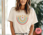 Hanukkah Menorah Shirt, Unisex Heavy Cotton Tee, Hanukkah, hanukkah gifts, Jewish gift, Israel art chanukah woman shirt flower tshirt Israel