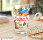 Passover Pint Glass 16oz Kids Gift Adult Jewish Holiday Drinkware Seder Table Decor Pesach Beer Mug Matzah Judaica Kitchen Gift Israel Art