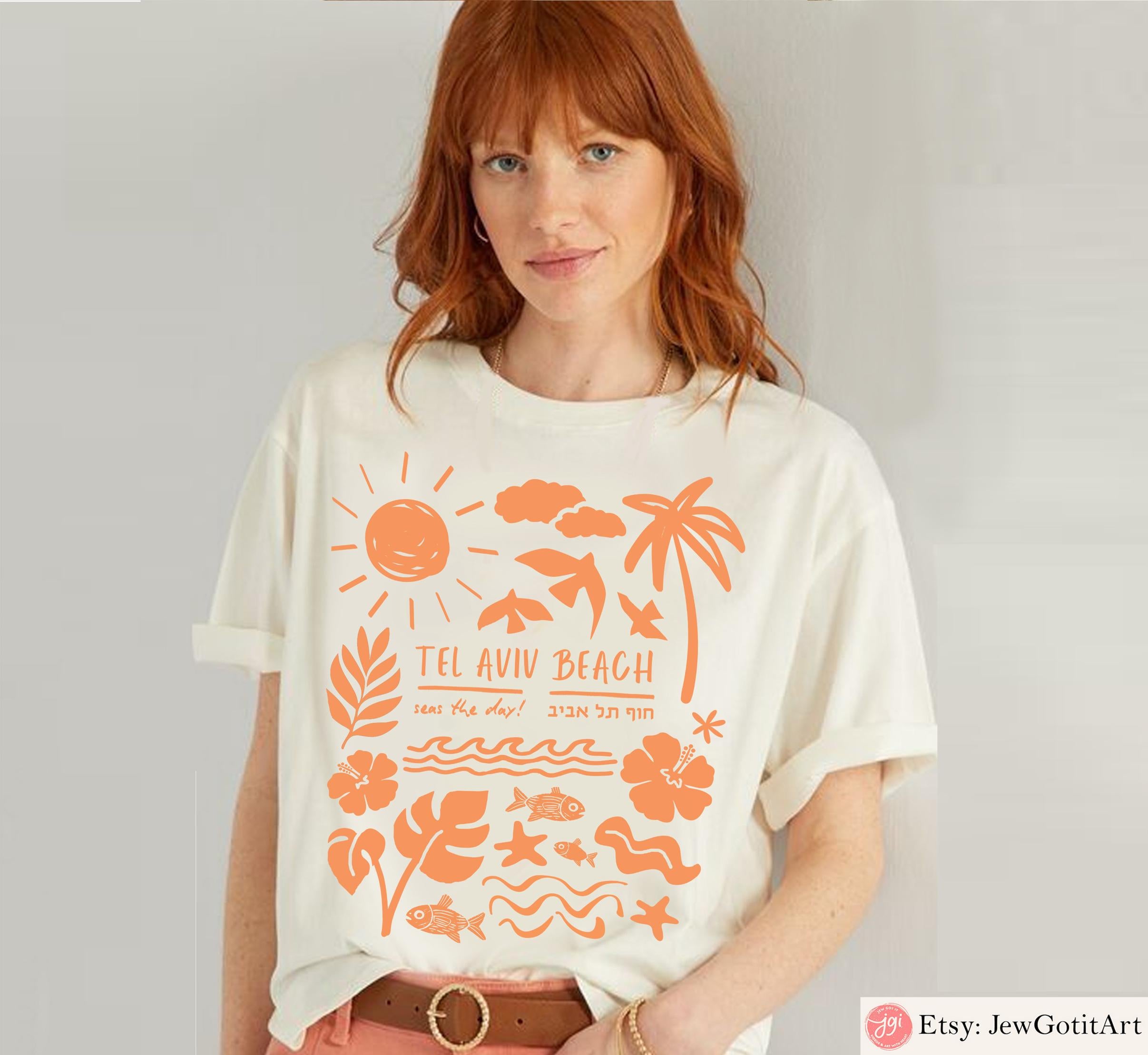 Tel Aviv Beach T-Shirt Unisex Zionist Shirt Israeli Artist Jewish Gift Israel Apparel Israel Shirt Am Yisrael Chai Beach Shirt Sweatshirt