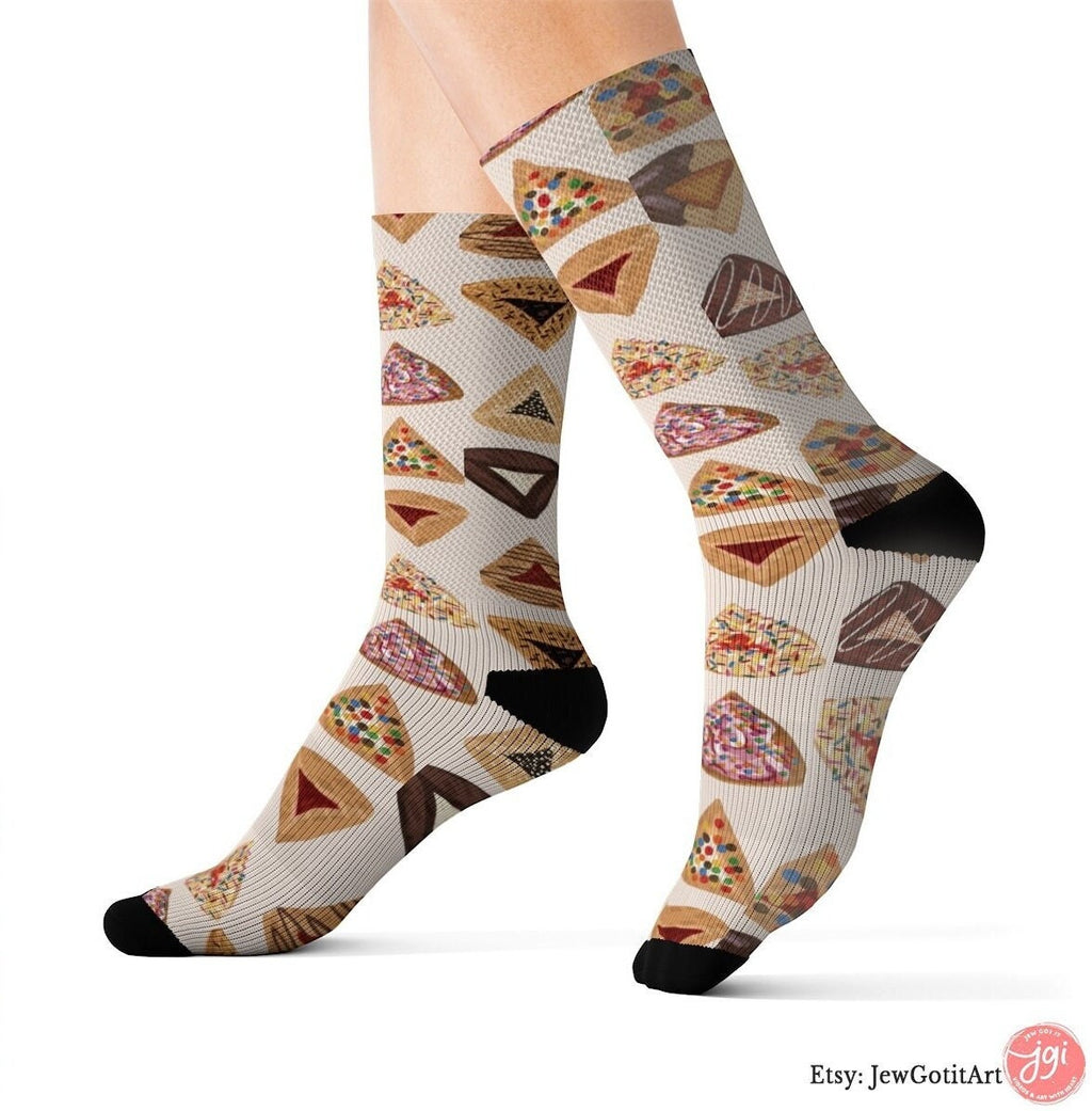 Purim Hamantaschen Socks Cookie Sock Israeli Artist Israel Art Jewish Holiday Costume Decorations Am Yisrael Chai Judaica Purim Gifts Gift
