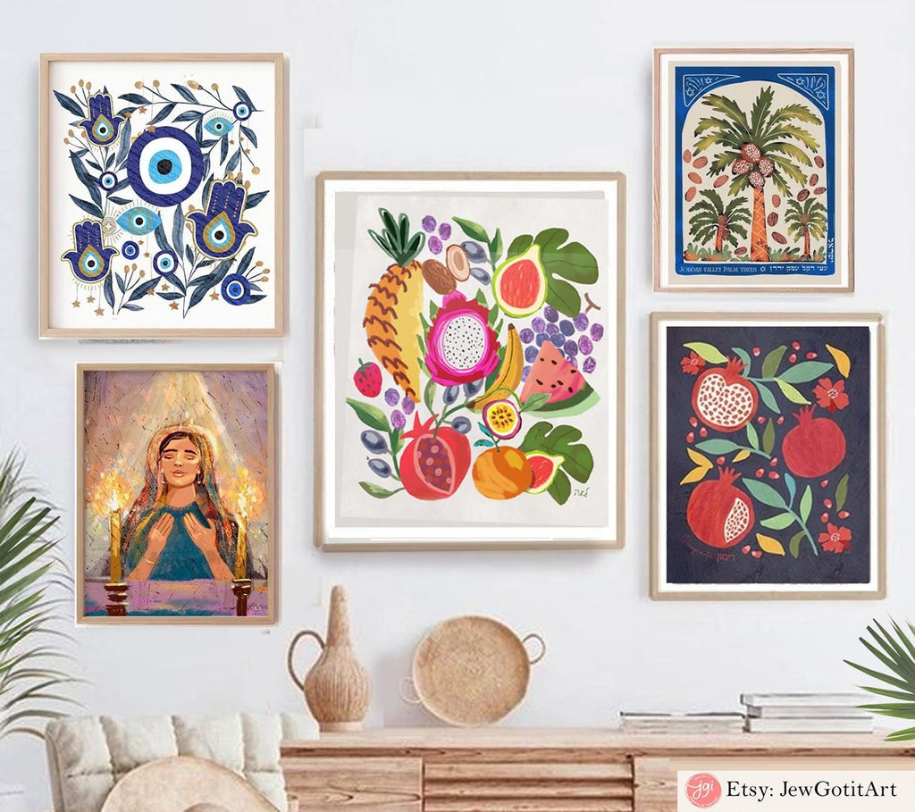 Fruit Market Jerusalem Wall Art Poster Print Machane Yehuda Jewish Israel art Jewish gift Israeli Artist Israel poster prints shuk City Art