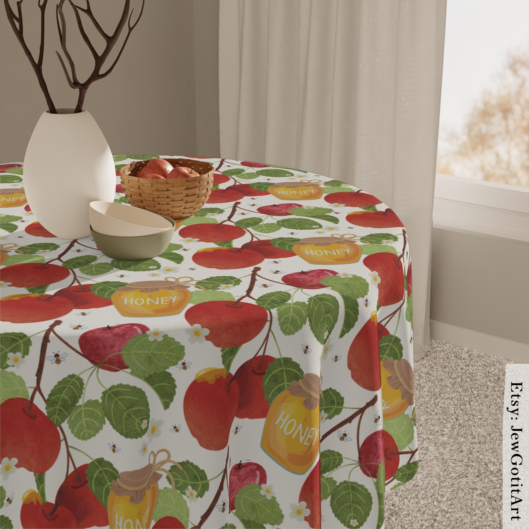 Oranges Tablecloth Indoor/Outdoor Cotton Fruit Israeli Artist Home Decor Shabbat Fruit art Hanukkah Gifts Yaffa Orange Tablecloths Kitchen