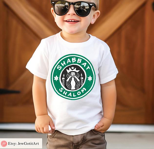 Starbucks Shabbat Shalom Tshirt Unisex graphic israel art jewish, jewish gift Israelite candlesticks  Israeli Coffee Shabbos gifts candles
