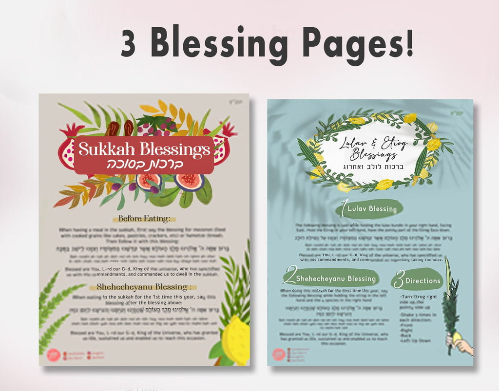 Printable Sukkot Cookbook Download Spiritual Preparation, Recipes, Lulav etrog blessings, Ebook, gift, Jewish, feast of tabernacles, Digital