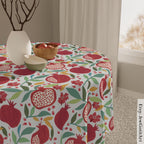 Pomegranates Tablecloth Indoor/Outdoor Cotton or Polyester Fruit Israeli Artist Home Decor Shabbat Fruit art Hanukkah Gifts Pomegranate