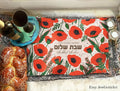 Personalized Shabbat Challah Cover Kalanit Red Poppy Flower Design Custom Jewish Gift Shabbat Shalom Israel Table Decor Judaica Jewish Gift