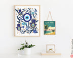 Evil Eye Hamsa Wall Art Print Hamsa Hand Am Yisrael Chai jewish gift Israeli Artist Rosh Hashanah Gift Jewish Gifts Art Poster Eyes Art