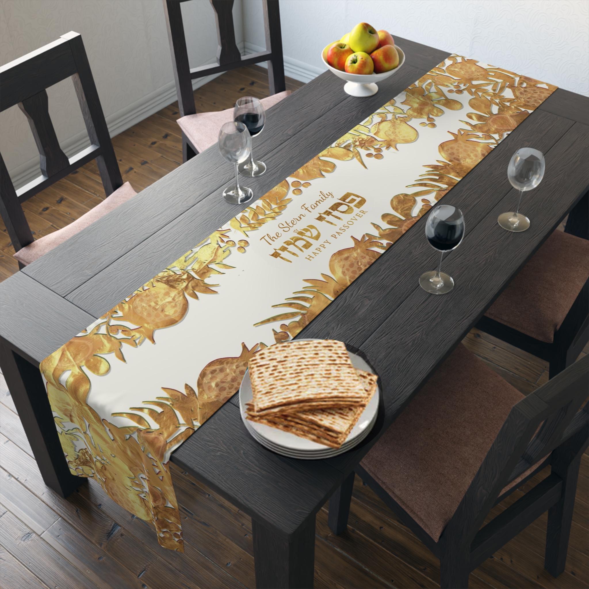 Personalized Matzah Cover Set Afikomen Set Passover 7 Species Israel Table Runner Jewish Holiday Decor Custom Passover Gift Matzah Afikomen