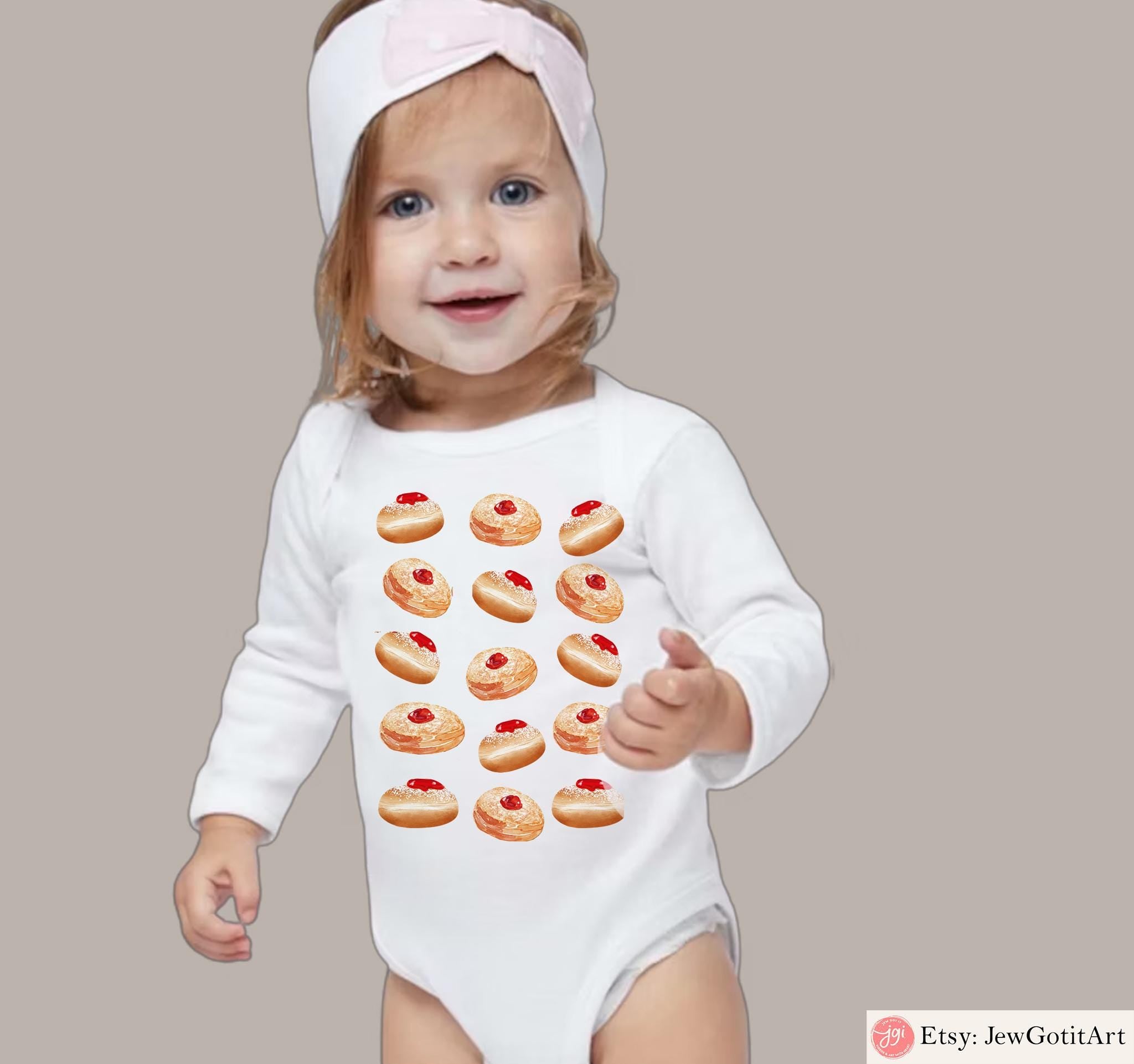 Hanukkah Donut Pajamas - Family Matching Jelly Donut Shirt for Women, Men, and Babies - Jewish Gift for Chanukah Holiday Onesies Donut Shirt