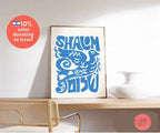 Shalom Peace Wall Art Poster Print Israel Jewish Israel art Jewish gift Hand drawn art Israel poster, prints dove Am Yisrael Chai gifts arts