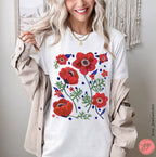 Kalanit Israel's National Flower Shirt Flowers TShirt Unisex Heavy Cotton Tee Red poppy art Women shirt gift gifts Israeli Artist Sweatshirt