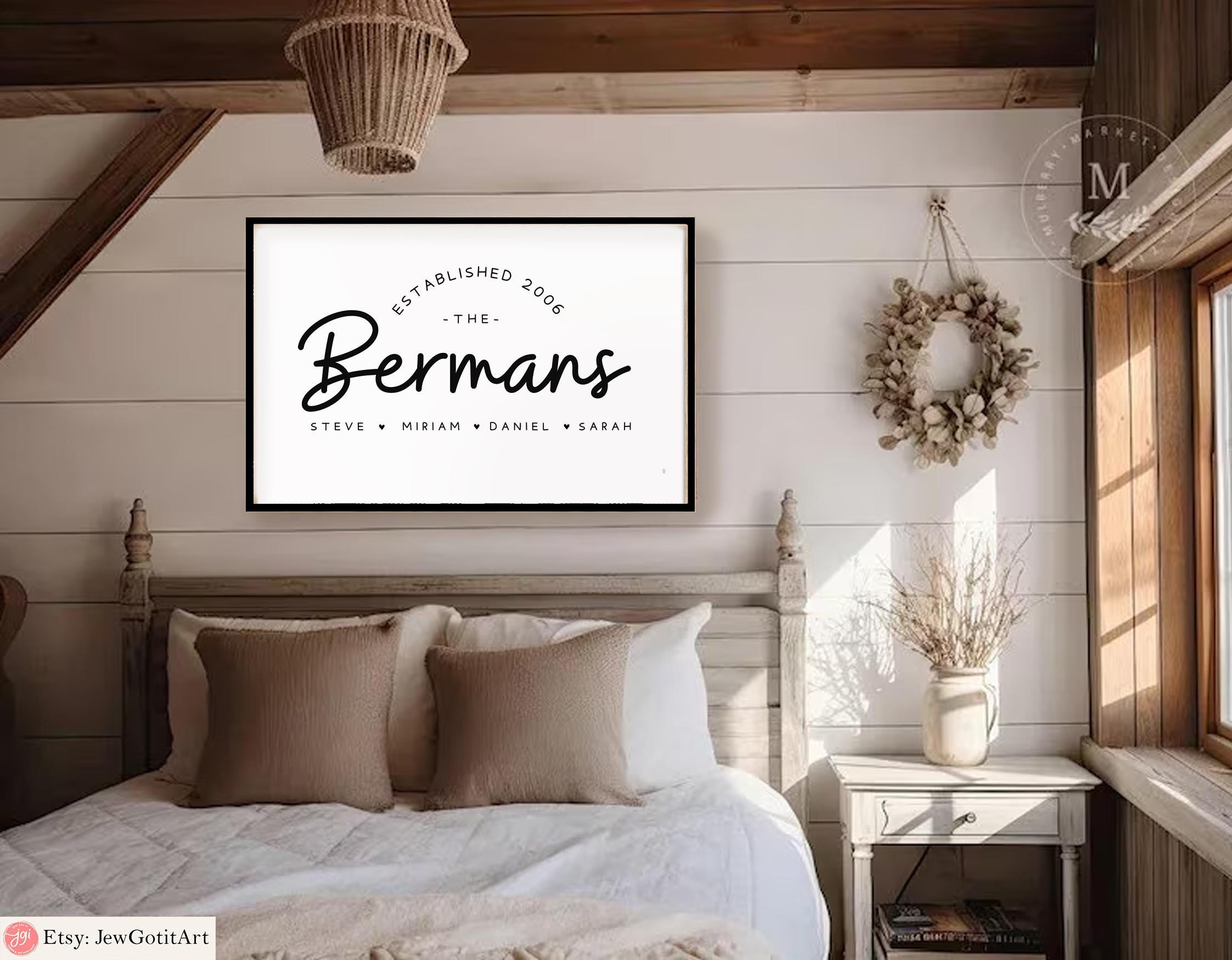 Personalized Family Name Sign Custom Last Name Wall Art Farmhouse Home Decor Wedding Gift Established Date Sign Rustic Wooden Sign Family