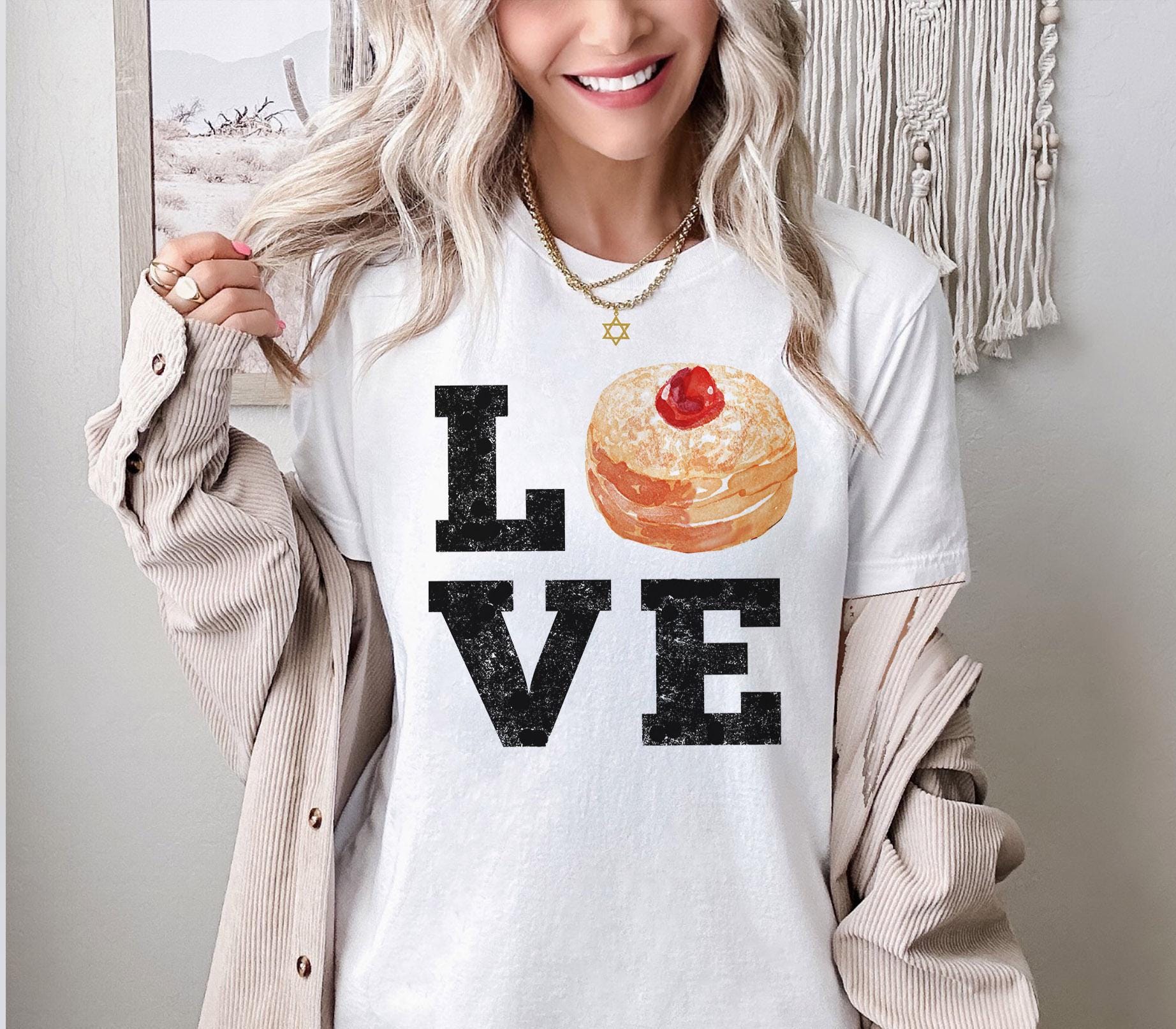 Love Donuts Hanukkah Sweatshirt unisex Shirt woman man shirt jewish gifts Israel Art Jewish Chanukah Israeli Artist Holiday Jelly Donut