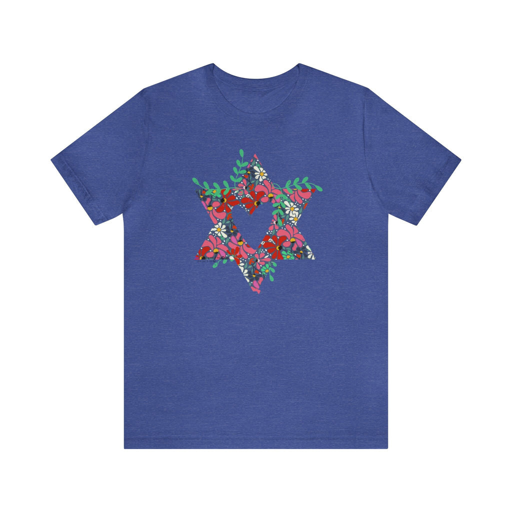 Flower Star David Shirt Unisex Jersey Short Sleeve Graphic Tee, vintage, israel, art, jewgotitart, jewish gift Israelite, Israeli Pride Jew