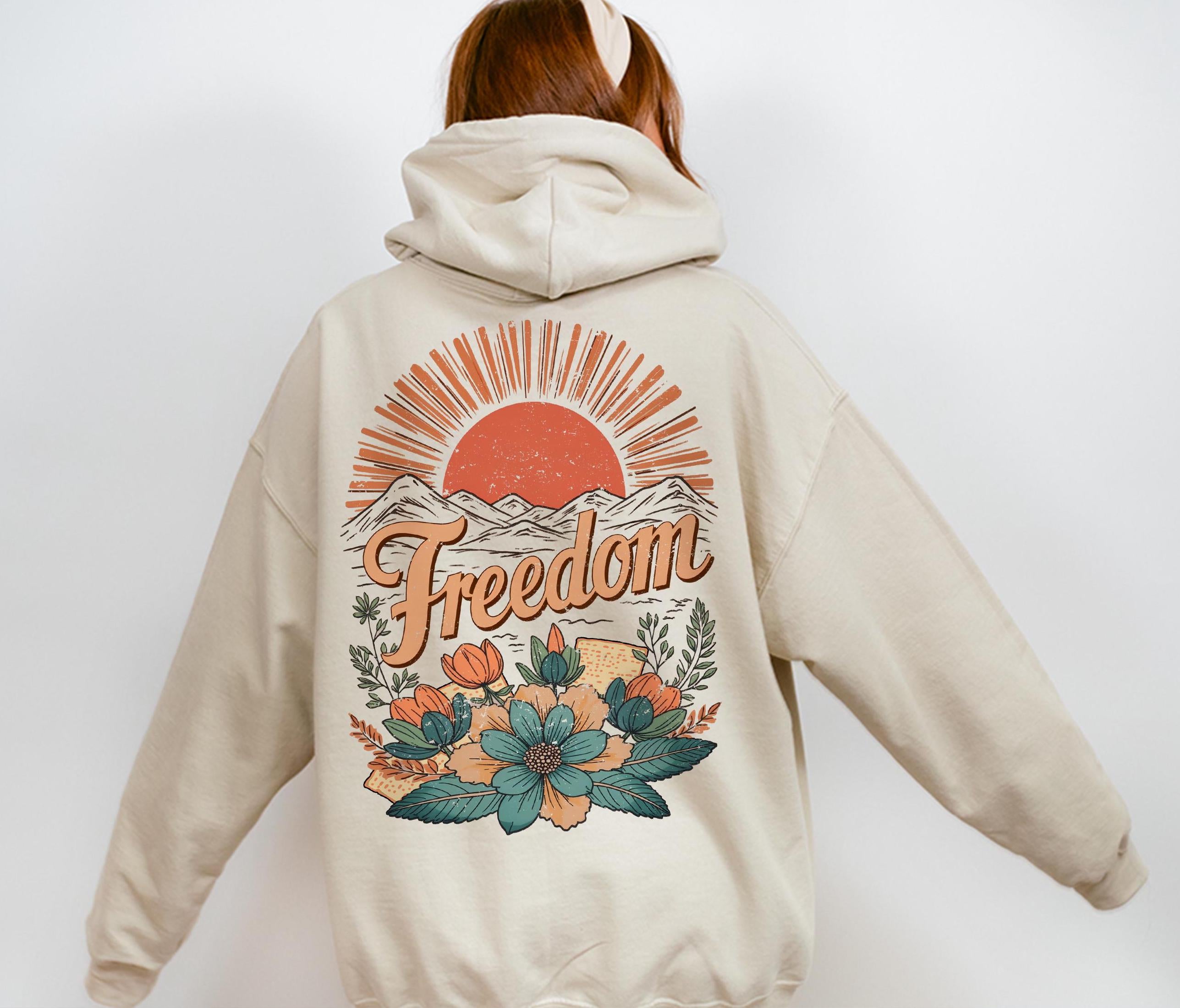 Freedom Passover Gift Graphic Tee Hoodie Sweatshirt Pesach Gift Jewish Shirt Am Yisrael Chai Israel Art T-Shirt Jewish Apparel Matzah Shirt