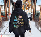 Hanukkah Shirt Sweatshirt • Eight Nights Endless Light • Jewish Chanukah Gift • Menorah Design Men & Women Israeli Artist Hanukkah Apparel