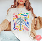 Hanukkah Flower Menorah Shirt, Unisex Heavy Cotton Tee, Hanukkah, hanukkah gifts, Jewish gift, Israel art chanukah woman shirt flower tshirt