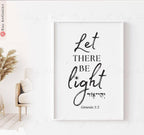 Let there be Light Framed Art Wall Poster Hebrew quote Inspirational Jewish Israeli Artist Motivational Quotes Torah Bible Verse Wall Decor