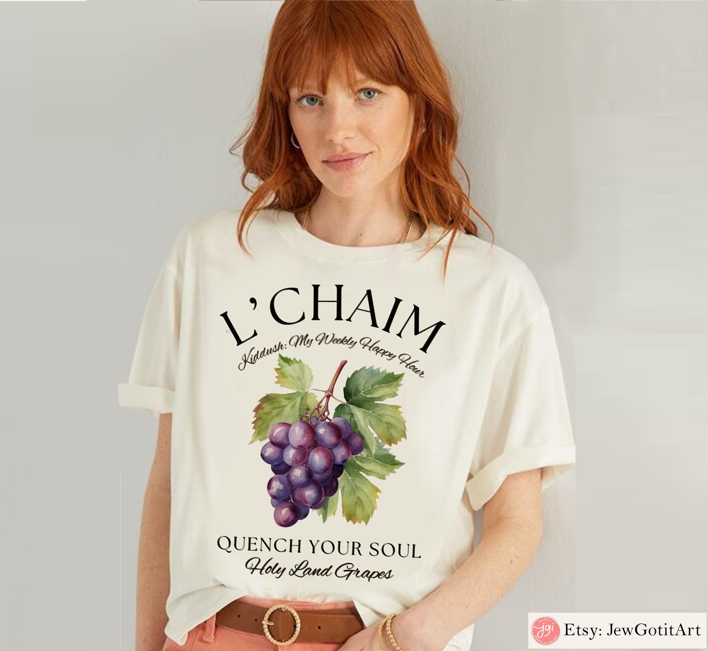 Grape Shirt Am Yisrael Chai Tee Jewish Israel Gift Hebrew Kiddush Fruit Art T-Shirt L’Chaim Judaica Apparel Kiddush Cup Sweatshirt Option