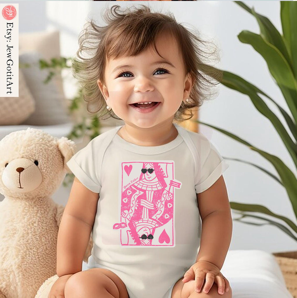 Queen Esther Kid Shirt Sweatshirt T-Shirt Purim Costume Israeli Jewish Holiday Gift Am Yisrael Chai Queen of Hearts Card Shirt Jewish Gifts