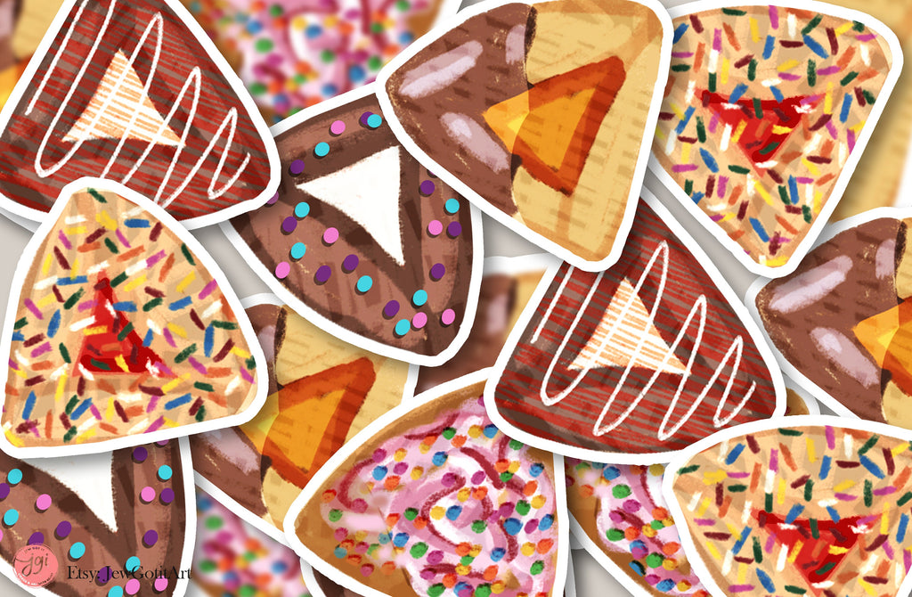 Purim Hamantaschen Stickers Set Cookie Vinyl jewish gift Israelite Israeli Pride Proud Jew Passover Jewish Israel Israeli Artist gifts