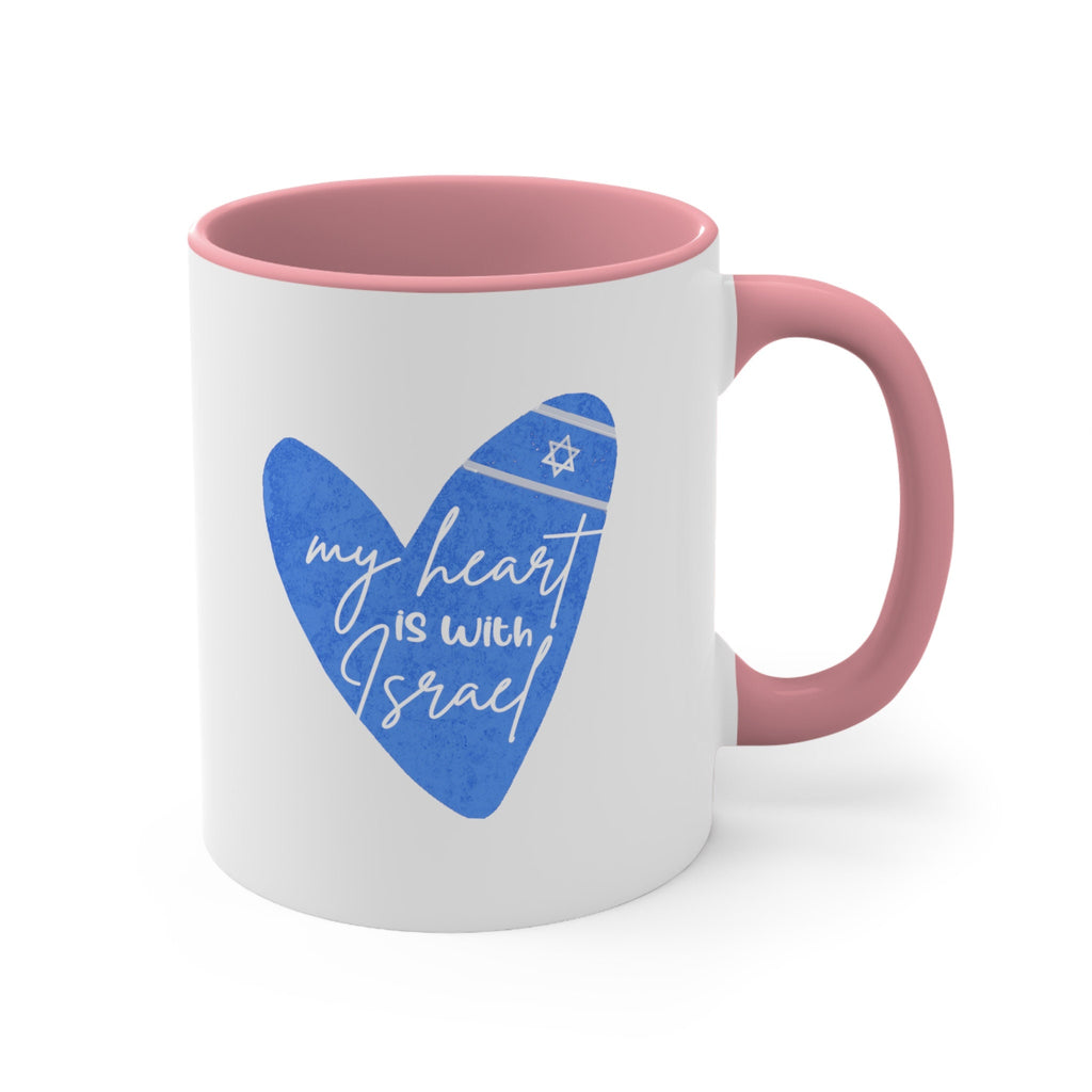 Israel Mug my Heart is with Israel Accent Coffee Mugs 11 oz red blue Am Israel Chai jewgotitart jewish gift Israelite Israeli Hanukkah gifts