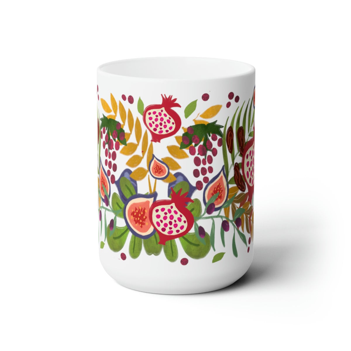 7 Fruits of Israel, 7 Species of Israel, Mug, tea cup coffee cup, Ceramic Mug 11oz 15 oz. work mug morning mug Israel Jewish gift coffee mug