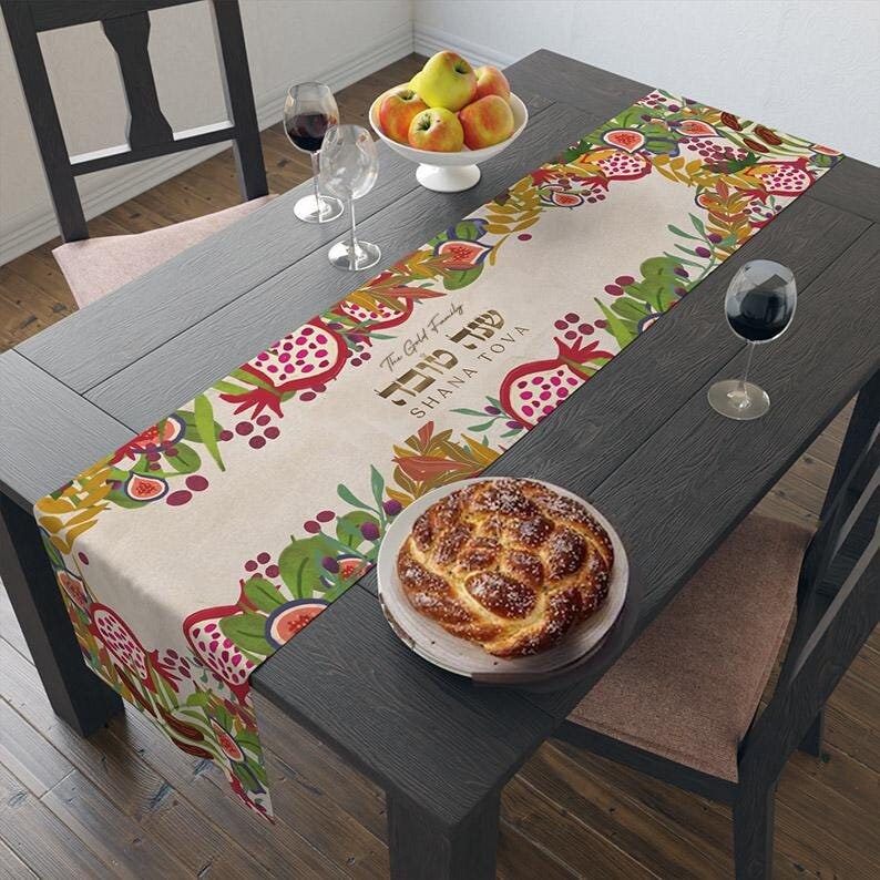Challah Cover Shana Tova Personalized Gift 7 Species Israel Table Runner Jewish Art Israel Decoration Customized Holiday Decor Jewish gifts