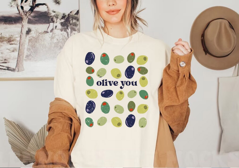 Olive You Shirt Olives of Israel TShirt Unisex Heavy Cotton Tee Jewish Israel Art Am Yisrael Chai fruits Women trendy tshirt i love you gift