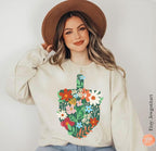 Hanukkah Dreidel Tshirt Sweater unisex Flowers Art sweatshirt woman jewish gift Israel Jewish Shirt Chanukah Israeli Artist Holiday Dreidels