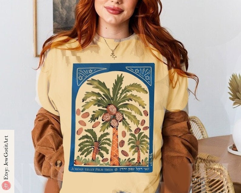 Palm Tree Israel Dates Shirt Hebrew Jewish Star David Am Yisrael Chai Shirt for Women and Men AM Yisrael Chai Support Israel Shirt Country