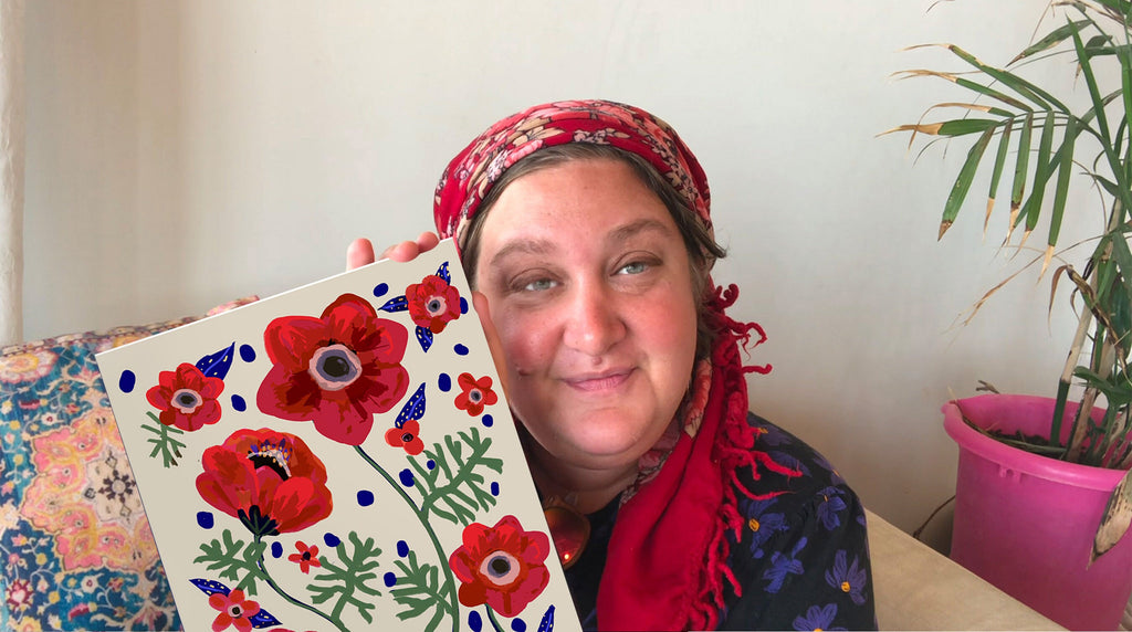 Kalanit Heart Flower of Israel Mug, Kalanit tea cup coffee Ceramic Mug 11oz 15oz mug Jewish gift israeli Artist Red flowers Israeli Artist