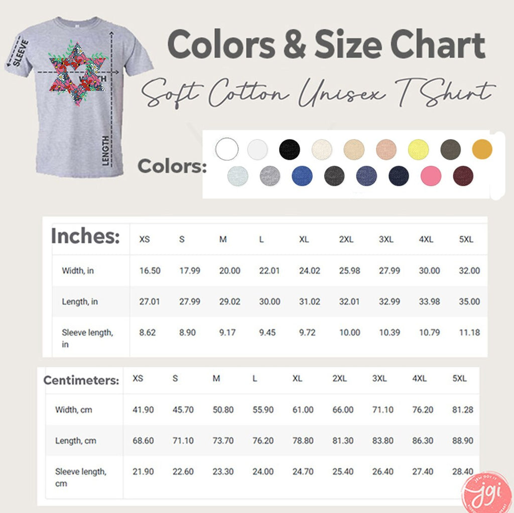 Flower Star David Shirt Unisex Jersey Short Sleeve Graphic Tee, vintage, israel, art, jewgotitart, jewish gift Israelite, Israeli Pride Jew