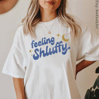 Feeling Shluffy Shirt Jewish Graphic Tee Israel Pride T-Shirt Am Yisrael Chai Pajama Sleep Shirt Jewish Gift Boho Women’s Top PJ Shirt