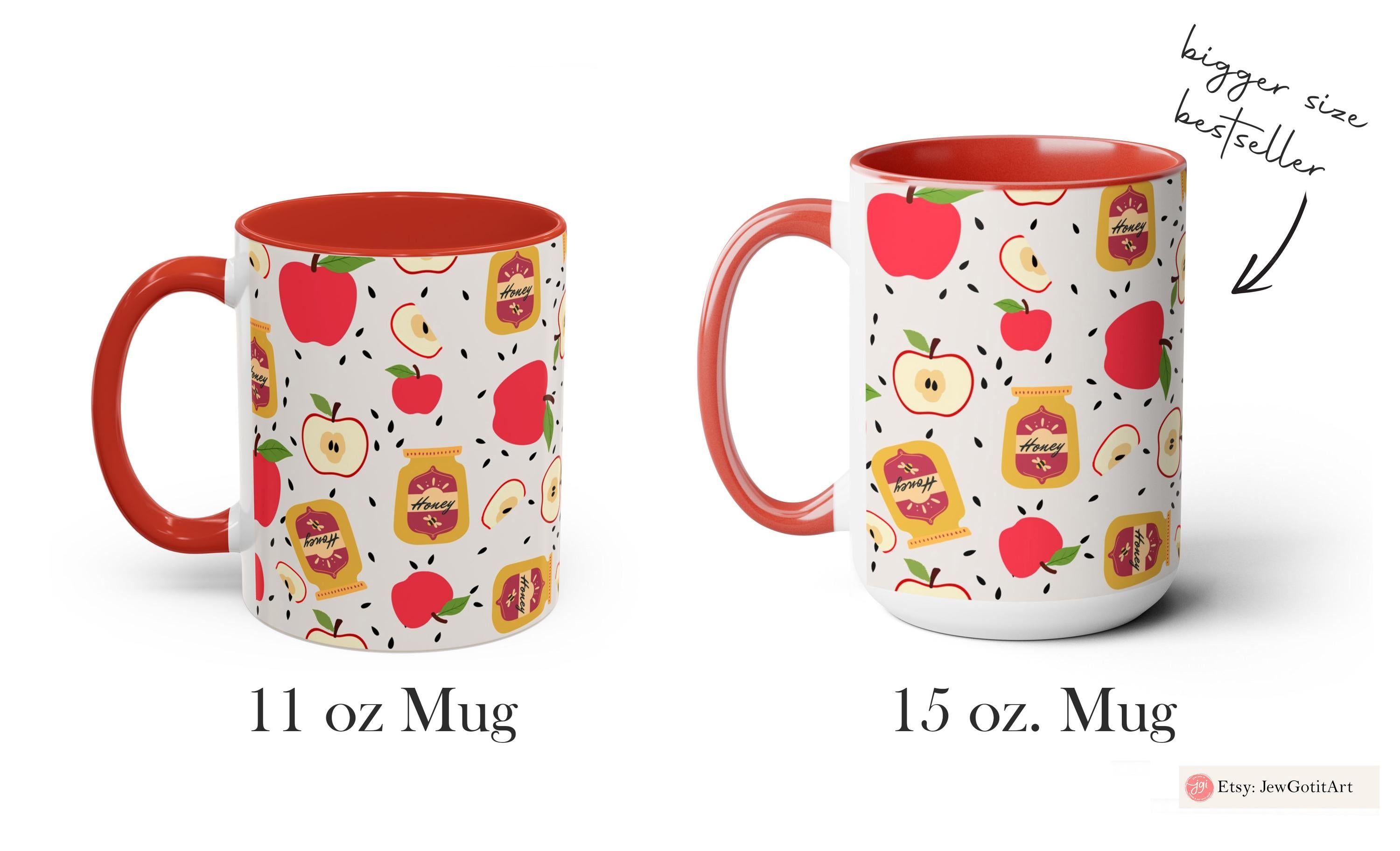 Rosh Hashana Apple Honey Mug Accent Coffee Mugs 11 oz 15 oz red blue Am Israel Chai jewish gift Israelite Israeli Rosh Hashanah gifts