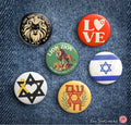 Israel Pins Set Am Yisrael Chai Lion Zion Yellow Ribbon Buttons Pin Israeli Artist Israelite Jewish Star David Passover
