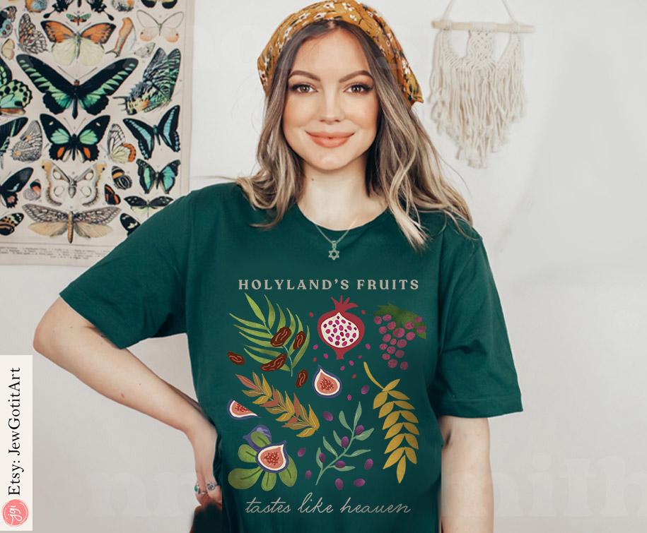 7 Species of Israel Shirt Fruits Israel Market Sweatshirt Sweater Israeli Artist Israel Art Sukkah Fruit Art Decoration gift Jewish Holiday