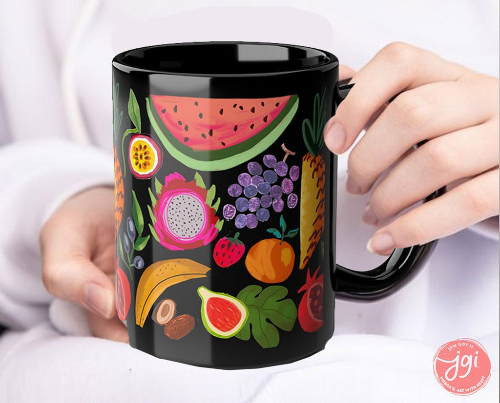 Jerusalem Fruit Market Shuk Mug jewish art coffee Ceramic Israel Jewish gift 11 oz. 15 oz. jewish gifts Proud Jew Israelite hanukkah fruits