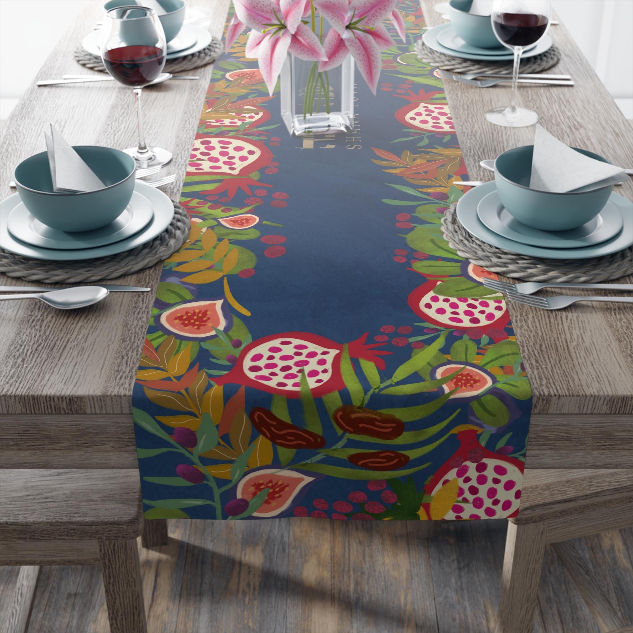 Personalized Rosh Hashanah Table Runner Jewish Art Israel Gift Rosh Hashana table Decoration Customized Holiday Decor Artist Jewish gifts