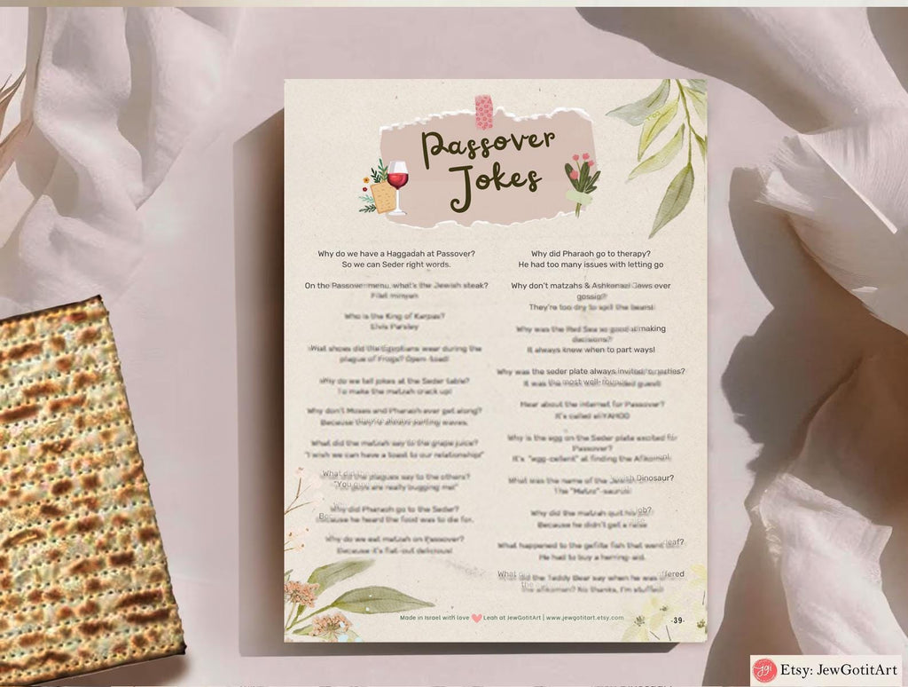 Passover Joke Page Seder Question Printable Passover Table Game Engaging Passover Questions Seder Night Passover Printable Activity Gift