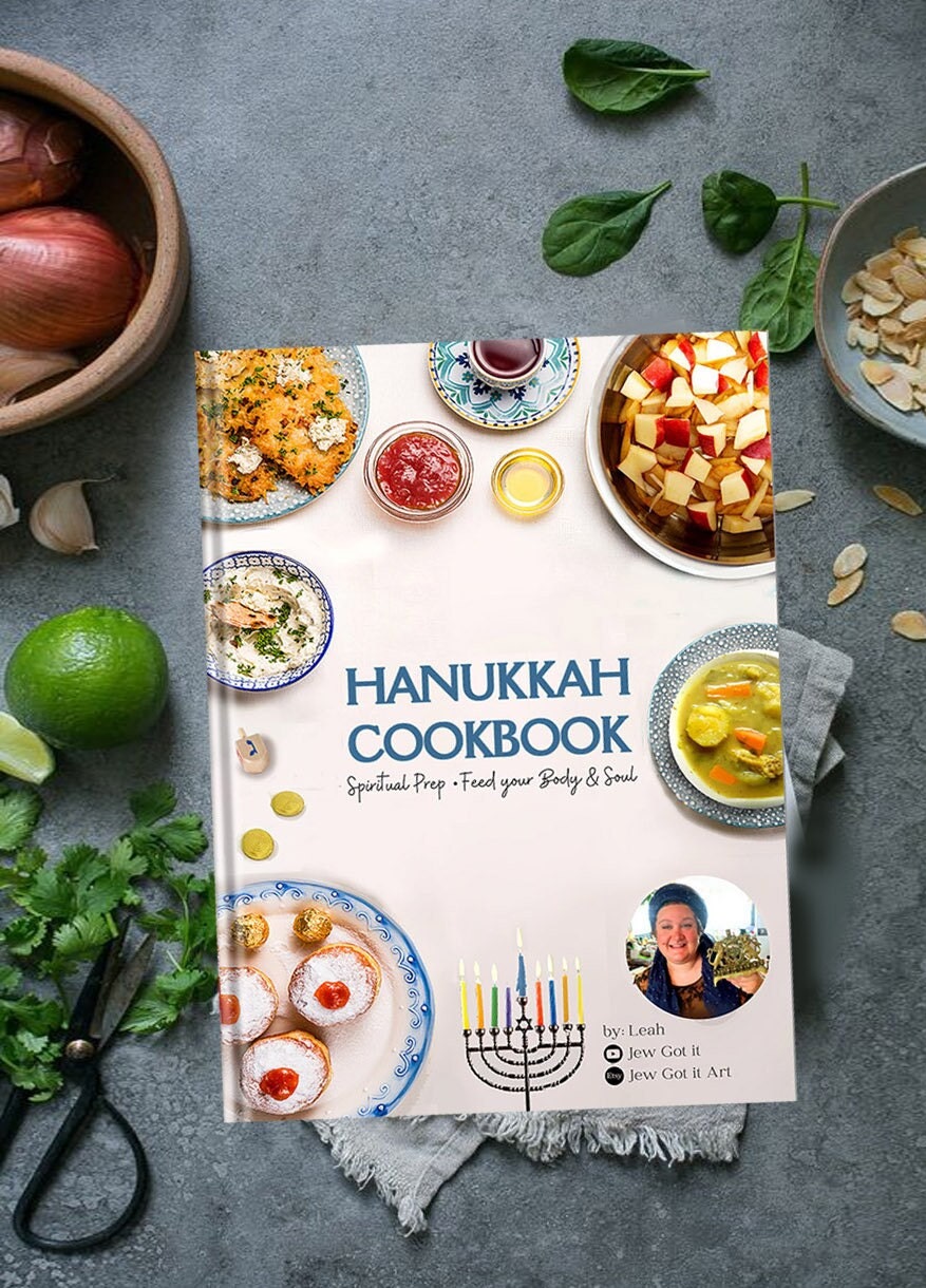 Hanukkah Cookbook Download Recipes blessings Spiritual Preparation, Ebook Chanukah Printable Jewish Holiday Digital Menorah Dreidel Jokes