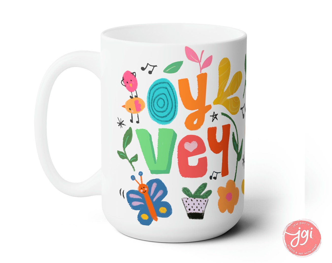 OY VEY Mug, art drawing, tea cup, coffee cup, Ceramic Mug 15oz, work mug, morning mug, Israel, Jewish gift, coffee mug, Jerusalem, gift