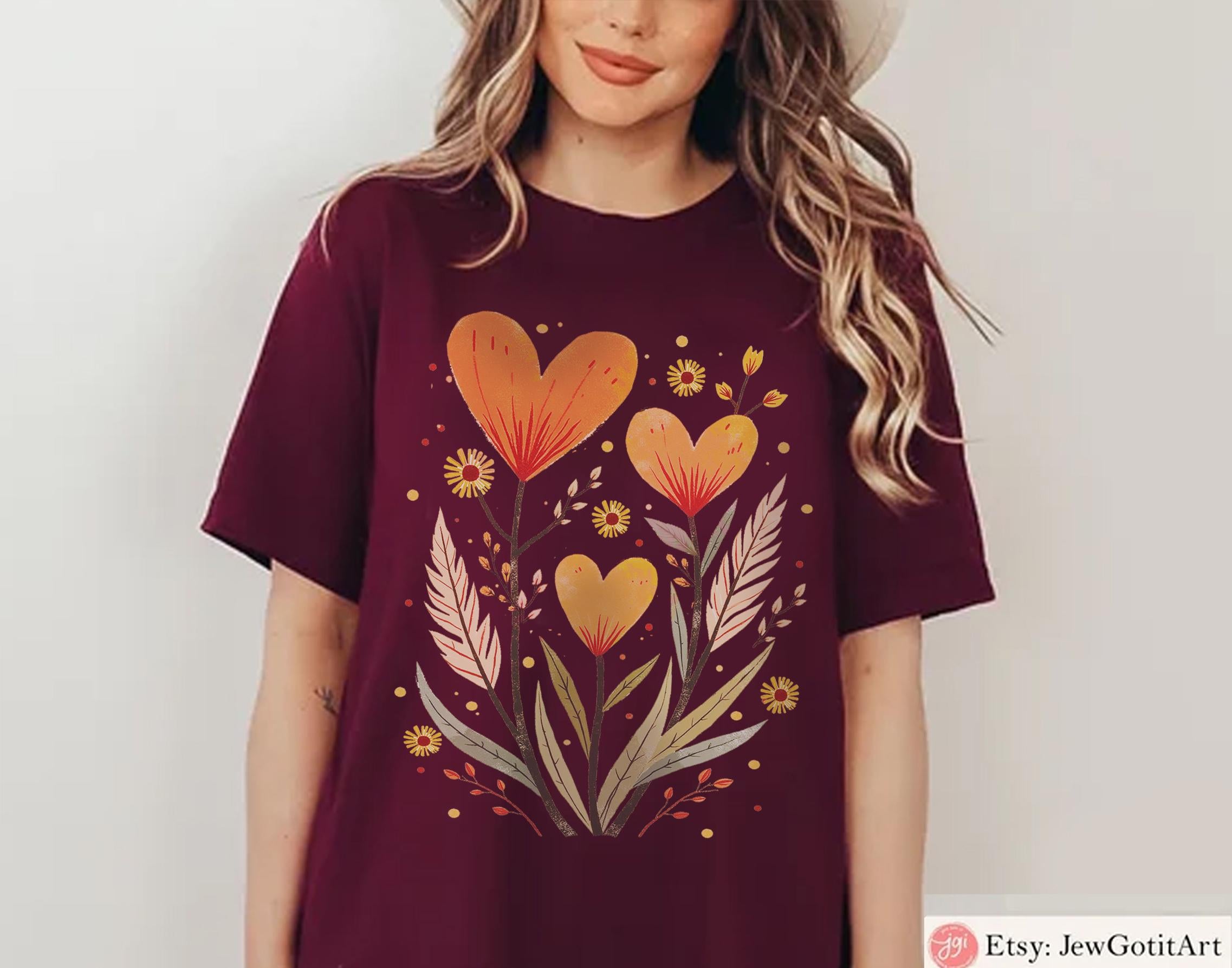 Flower Blooming T-Shirt Israeli Artist Graphic Tee Am Yisrael Chai Shirt Heart Israel Sweatshirt Jewish Gift Jewish Shirt
