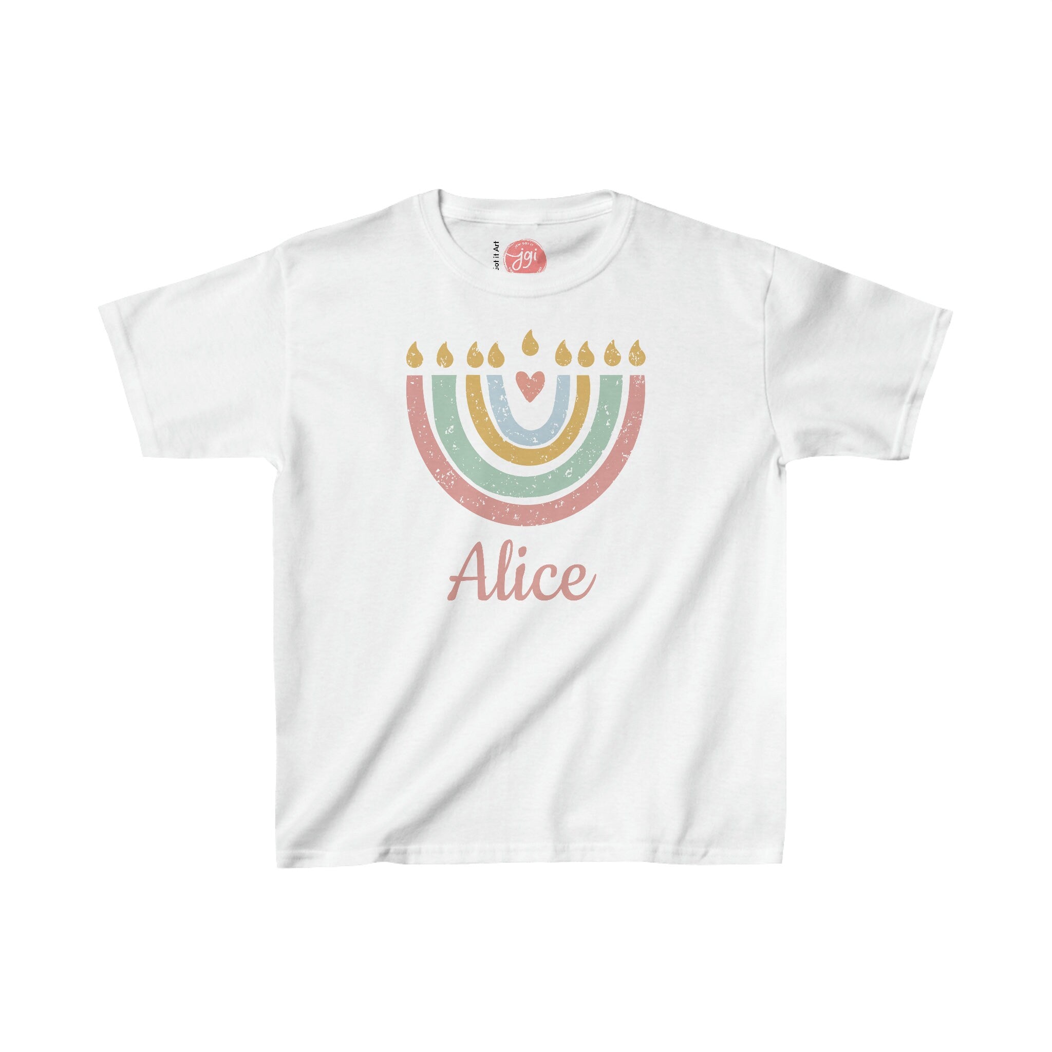 Personalized Hanukkah Shirt with Menorah, Girl shirt, add name, custom gift, tshirtnKids Heavy Cotton Tee, hanukkah gifts, designs, israel