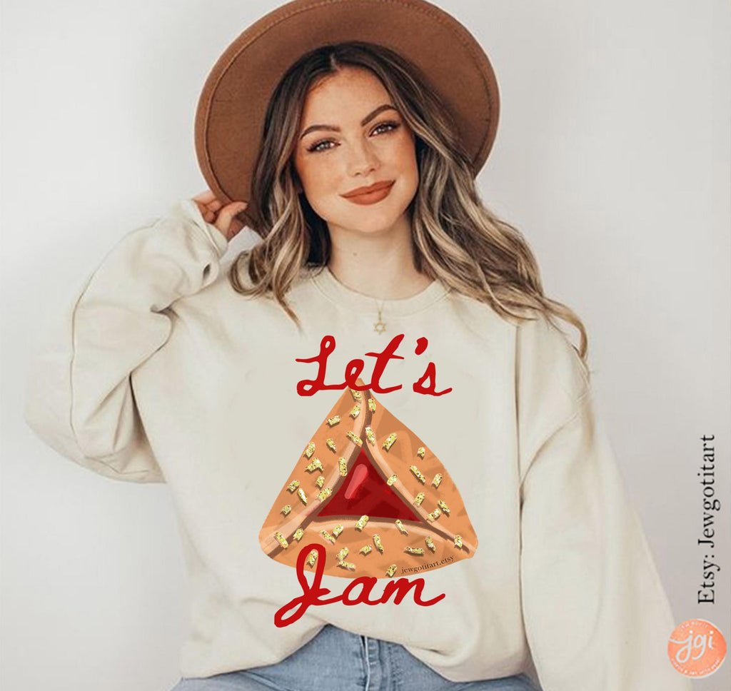 Hamantaschen Purim Hoodie Sweatshirt Shirt Let’s Jam Purim Costume Israeli Artist Jewish Holiday Gift Yisrael Chai Cookie Shirt Purim Gift