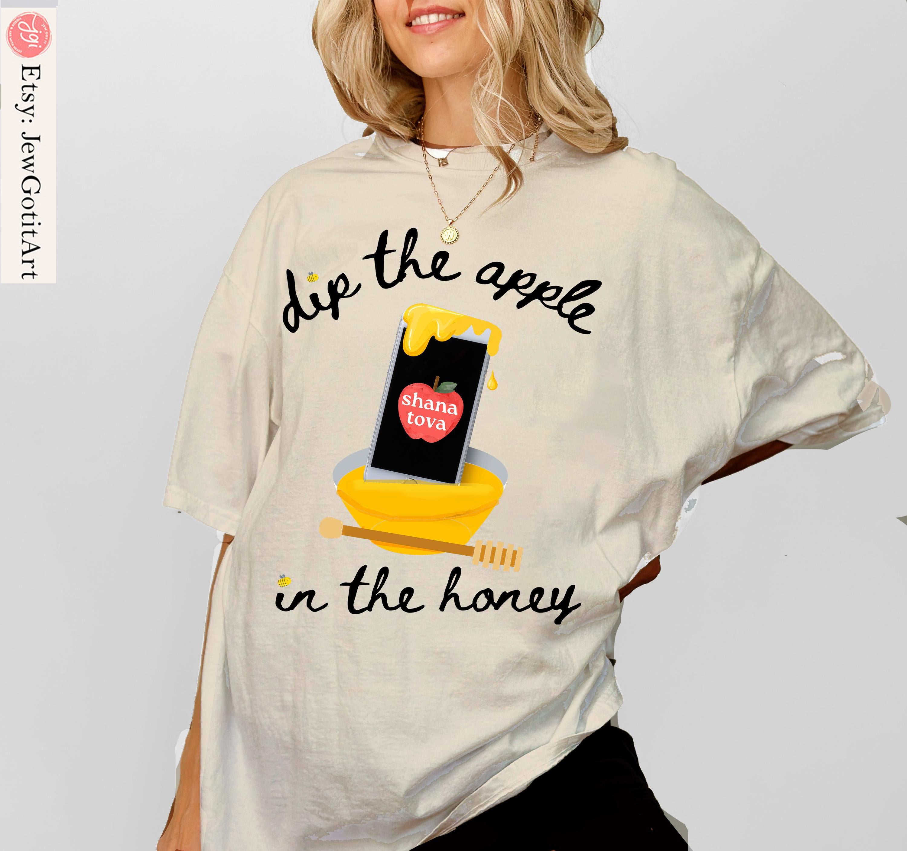 Dip Apple phone in Honey Shana Tova Kid Shirt Rosh Hashanah Sweatshirt onesie tshirt gift Jewish New Year kid gifts